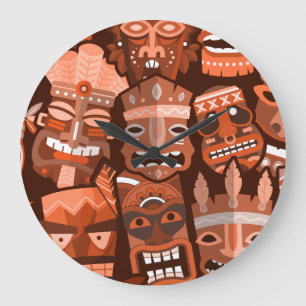 Grande Horloge Ronde Motif TIKI 2