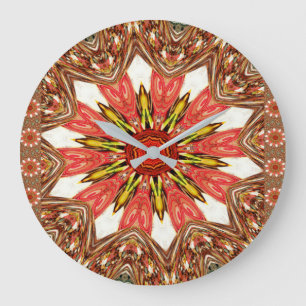 Grande Horloge Ronde Motif traditionnel d'Asie africaine