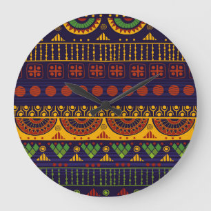 Grande Horloge Ronde Motif tribal, polyvalent pour diverses utilisation