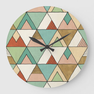 Grande Horloge Ronde Motif tribal tiré par la main d'étape   de Geo d