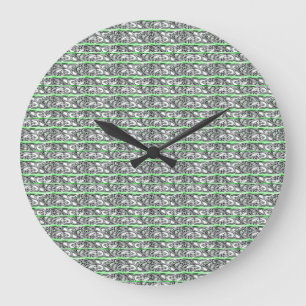Grande Horloge Ronde Motif vert Design croisé