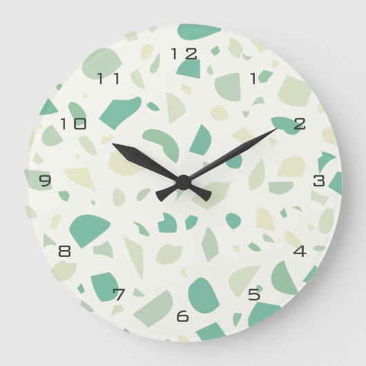 Grande Horloge Ronde Motif vert terrazzo (Recto)