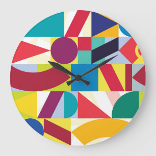 Grande Horloge Ronde Motif Vintage géométrique décoratif