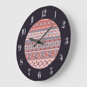 Grande Horloge Ronde Motifs de conception de point de croix (Angle)