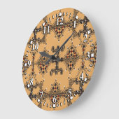 Grande Horloge Ronde Motifs de la poteries kabyles Amazigh (Angle)