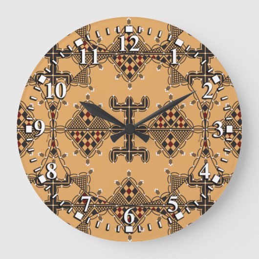 Grande Horloge Ronde Motifs de la poteries kabyles Amazigh (Recto)