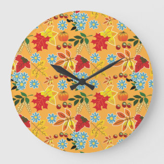Grande Horloge Ronde Motifs de récolte d'automne