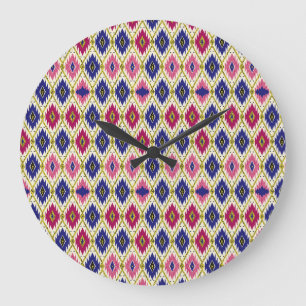 Grande Horloge Ronde Motifs géométriques : Illustration textile traditi