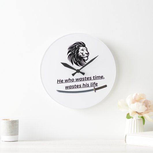 Grande Horloge Ronde Motivational Wall Clock – Time Is Precious Quote (Maison)