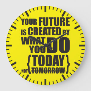 Grande Horloge Ronde Mots Motivationnels