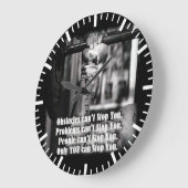 Grande Horloge Ronde Mots Motivationnels - Les obstacles ne peuvent pas (Angle)