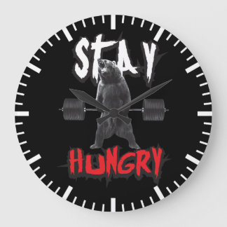 Grande Horloge Ronde Mots Motivationnels - Restez faim