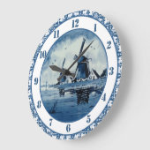 Grande Horloge Ronde Moulin à vent bleu Delft (Angle)