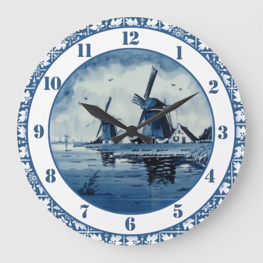 Grande Horloge Ronde Moulin à vent bleu Delft (Recto)
