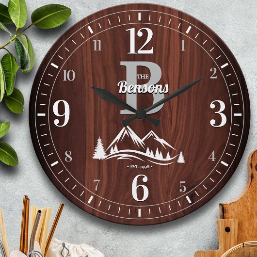 Grande Horloge Ronde Mountain Home Nom de famille