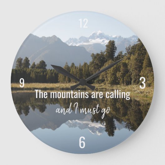 Grande Horloge Ronde Mountain Themed Clock with Quote (Recto)