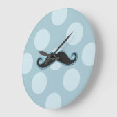 Grande Horloge Ronde Moustache Bleue, Moustache Curl, Stache, Pois (Angle)