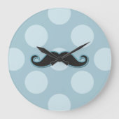 Grande Horloge Ronde Moustache Bleue, Moustache Curl, Stache, Pois (Recto)