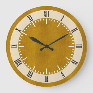 Grande Horloge Ronde Moutarde forte balayée de texture de papier