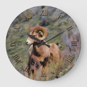 Grande Horloge Ronde Mouton noir des Rocheuses