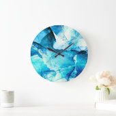 Grande Horloge Ronde mouvement bleu Abstrait : composition fractale. (Maison)