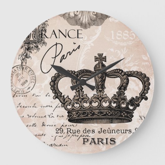 Grande Horloge Ronde movintage french shabby chic cross (Recto)