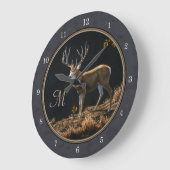 Grande Horloge Ronde Mule Deer Buck Charcoal Gray Monogram (Angle)