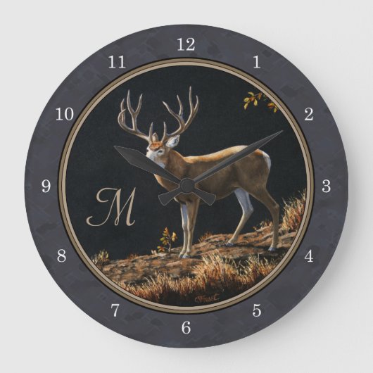 Grande Horloge Ronde Mule Deer Buck Charcoal Gray Monogram (Recto)