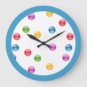 Grande Horloge Ronde Multicolor Shiny Polkadot Confetti do-it-yourself