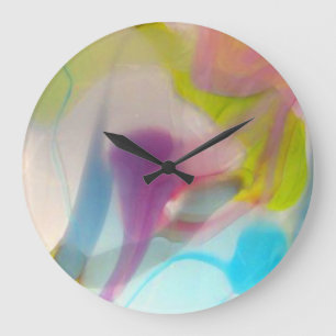 Grande Horloge Ronde Multicolored pastel blown glass