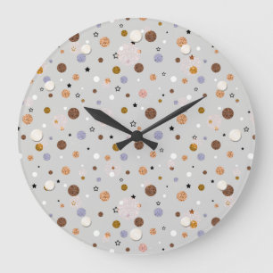 Grande Horloge Ronde Multicolored polka dots on gray.
