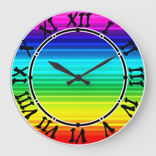 Grande Horloge Ronde Mur acrylique Arc-en-ciel, lbggg, déco arc-en-ciel (Recto)