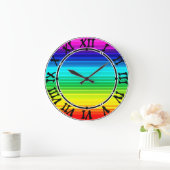 Grande Horloge Ronde Mur acrylique Arc-en-ciel, lbggg, déco arc-en-ciel (Maison)