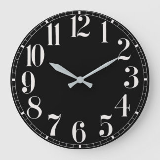 Grande Horloge Ronde Mur de face noir et blanc