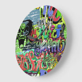 Grande Horloge Ronde Mur de graffitis : Hip hop urbain (Angle)