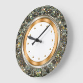 Grande Horloge Ronde Mur de style brillant élégant (Angle)