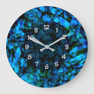 Grande Horloge Ronde Mur Turquoise Et Bleu Artsy