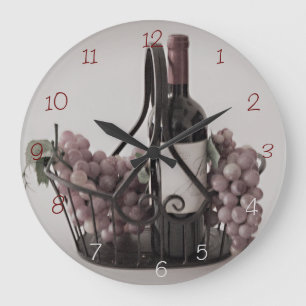 Grande Horloge Ronde MurClockOpt. 2 panier avec vin et raisins Grand C