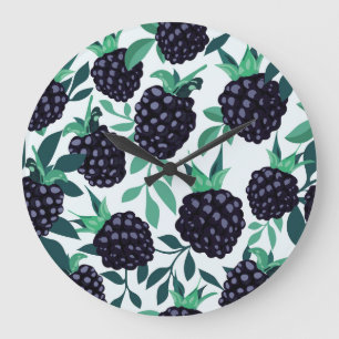 Grande Horloge Ronde Mûre Tropical : Motif sans couture de fruits