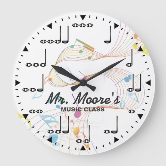 Grande Horloge Ronde Music Note Personnalizable Wall Clock (Recto)