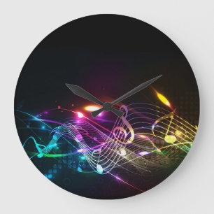 Grande Horloge Ronde Music notes en color for music lovers