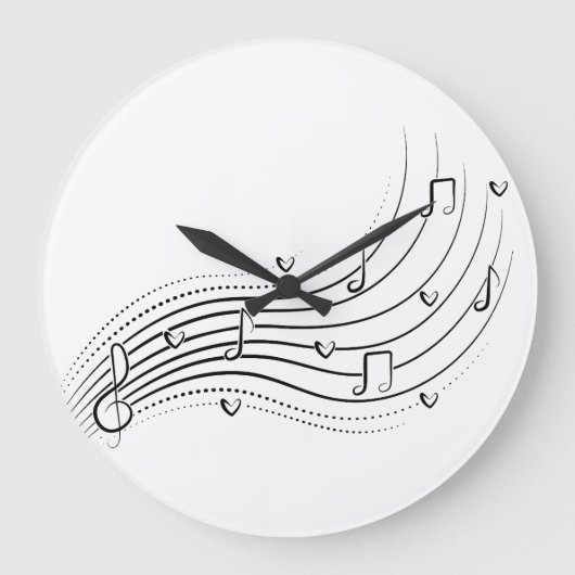 Grande Horloge Ronde Musical note wave, black line clipart (Recto)
