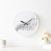 Grande Horloge Ronde Musical note wave, black line clipart (Maison)
