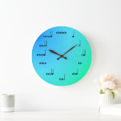 Grande Horloge Ronde Musical Notes Clock on Blue and green (Maison)