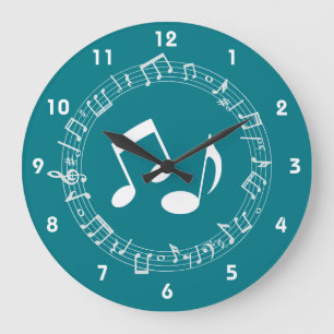 Grande Horloge Ronde Musical Notes Design Wall Clock