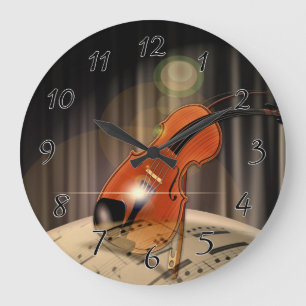 Grande Horloge Ronde Musique Artsy de violon
