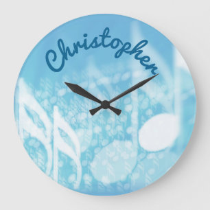 Grande Horloge Ronde Musique bleue personnalisée