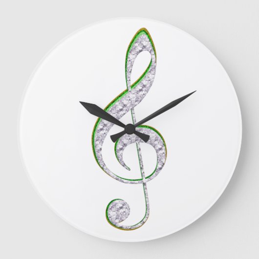 Grande Horloge Ronde MUSIQUE Emeraude et diamant Treble Clef (Recto)