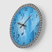 Grande Horloge Ronde Musique en bleu (Angle)