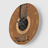 Grande Horloge Ronde Musique naturelle de bois (Angle)